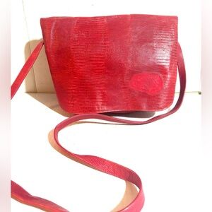 Carlos falchi redElegant Red Leather crossbody Bag
